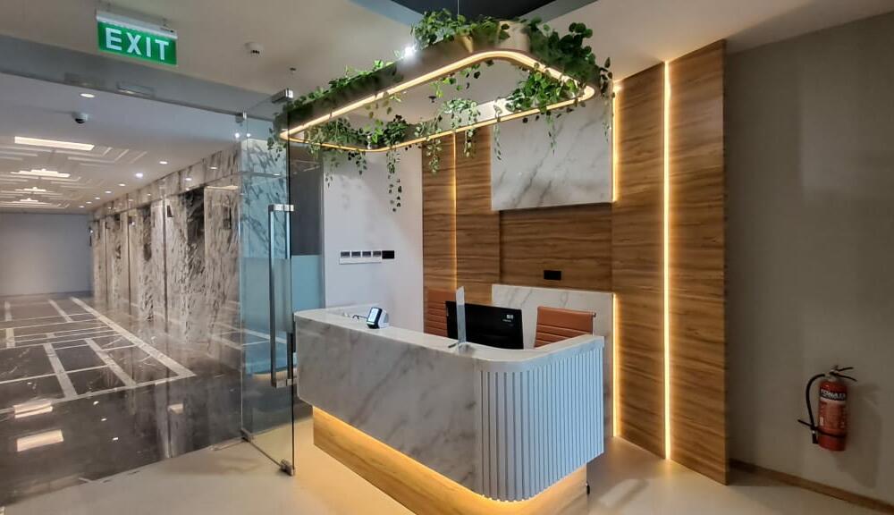 Area resepsionis dengan desain kontemporer